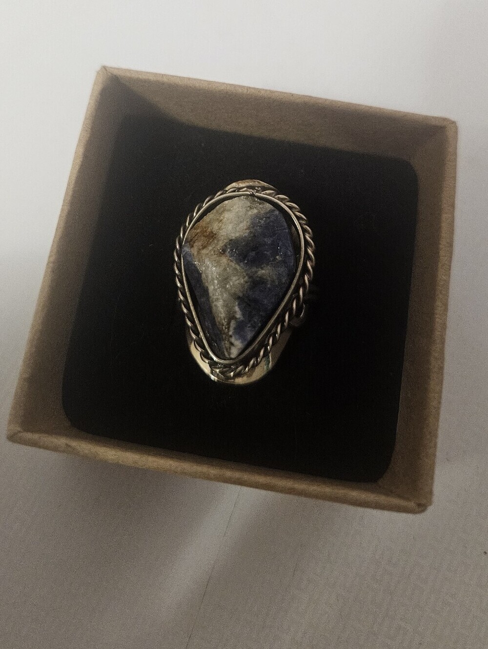 Sodalite Stainless Steel Adjustable Bezel Ring Natural Crystal Raw Stone!
